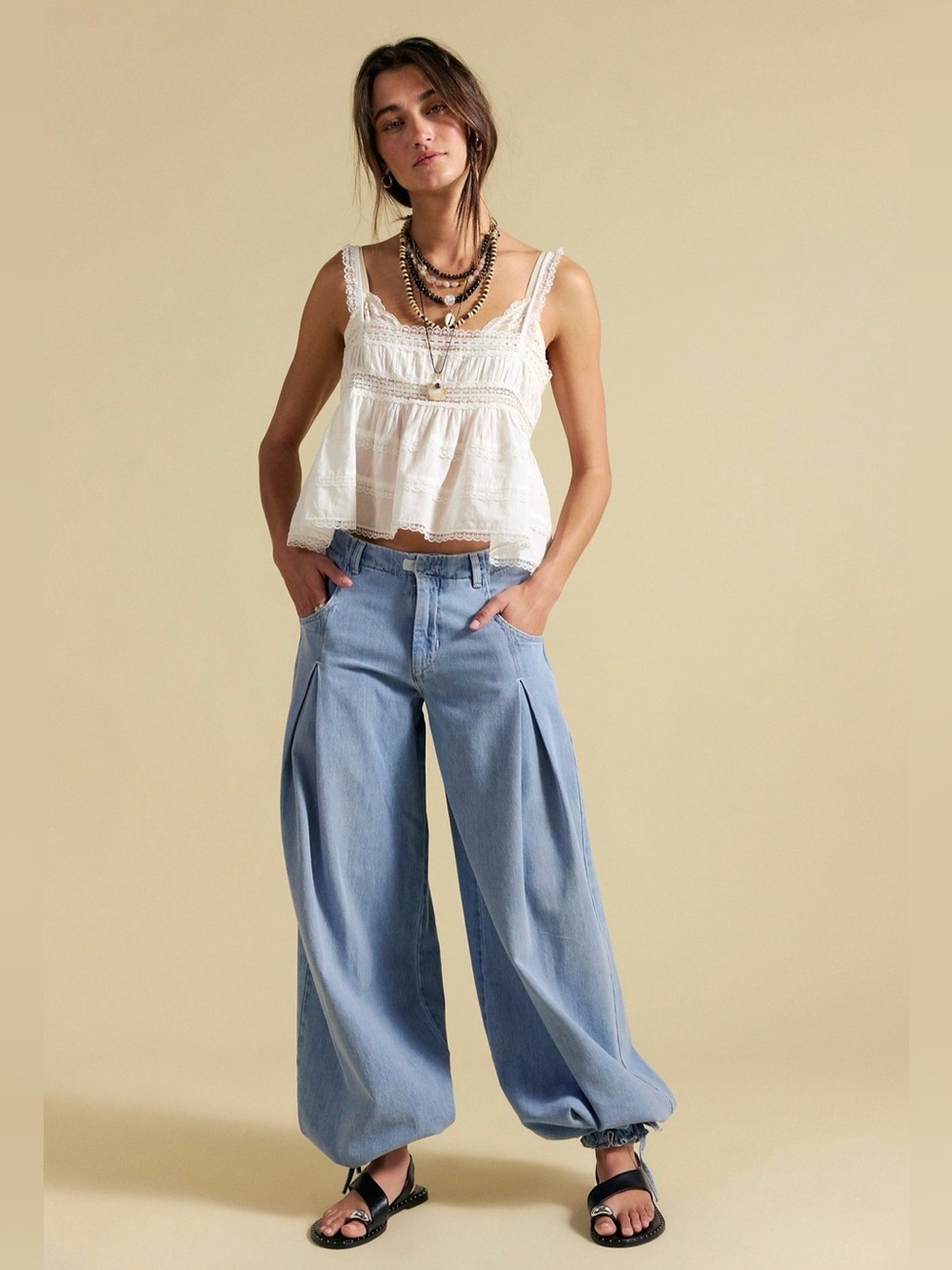 We The Free Essential Lotus Balloon Jeans in Blue